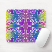 Lila, blaue, gelbe Herzmuster Mousepad (Mit Mouse)
