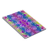 Lila, blaue, gelbe Herzmuster Notizblock (Rechte Seite)