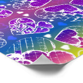 Lila, blaue, gelbe Herzmuster Poster (Ecke)