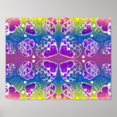 Lila, blaue, gelbe Herzmuster Poster (Vorne)