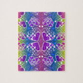 Lila, blaue, gelbe Herzmuster Puzzle (Vertikal)
