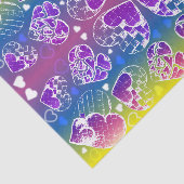 Lila, blaue, gelbe Herzmuster Seidenpapier (Ausschnitt)
