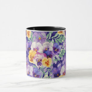 Lila Blaue Gelbe Stiefmütterchen-Blumen Tasse