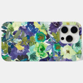 Lila, blaue, gelbe Wasserfarbe Floral iPhone Case (Rückseite (Horizontal))