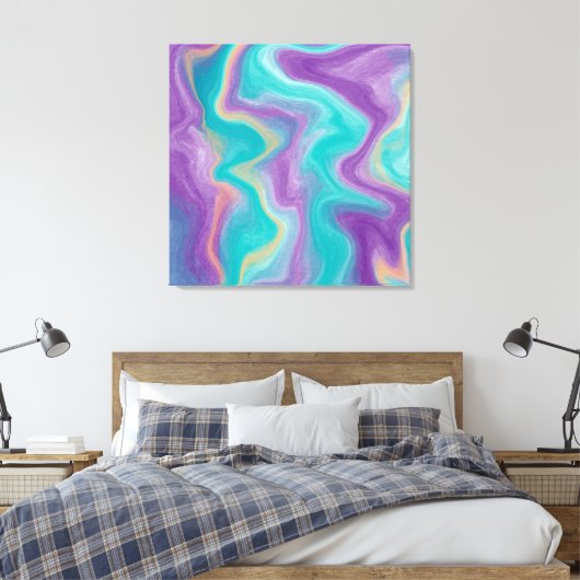 Lila, blaue, goldene und Aquamarine Wirbel Friedli Leinwanddruck (Insitu (Schlafzimmer))