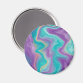 Lila, blaue, goldene und Aquamarine Wirbel Friedli Magnet (Vorderseite/Rückseite)