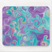 Lila, blaue, goldene und Aquamarine Wirbel Mousepad (Vorne)