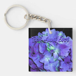 Lila blaue Hortensien lila Blumen Beste Tante Schlüsselanhänger
