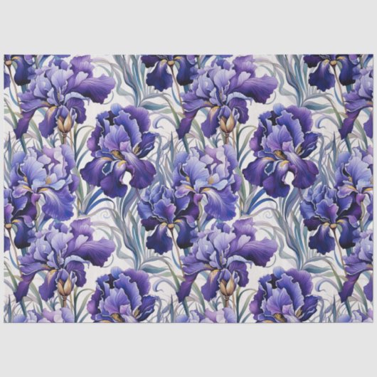 Lila Blaue Iris Dekupage Seidenpapier (Vorderseite)