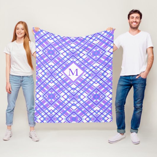 Lila blaue Karierte Designmonogramm aus weichem Pa Fleecedecke (Beispiel)