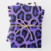 Lila blaue Leopardenfarbe Geschenkpapier Set (Beispiel)