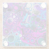 Lila, blaue, moderne Abstrakte Fluid Art Marmorzel Glasuntersetzer (Rückseite)