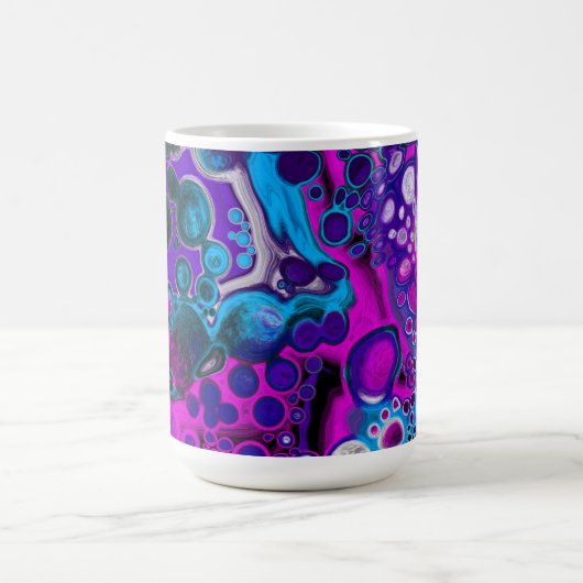 Lila, blaue, moderne Abstrakte Fluid Art Marmorzel Kaffeetasse (Mittel)