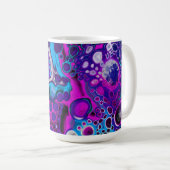 Lila, blaue, moderne Abstrakte Fluid Art Marmorzel Kaffeetasse (VorderseiteRechts)