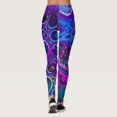 Lila, blaue, moderne Abstrakte Fluid Art Marmorzel Leggings (Rückseite)