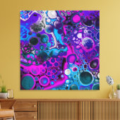 Lila, blaue, moderne Abstrakte Fluid Art Marmorzel Leinwanddruck (Insitu (Wohnzimmer))