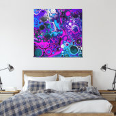 Lila, blaue, moderne Abstrakte Fluid Art Marmorzel Leinwanddruck (Insitu (Schlafzimmer))