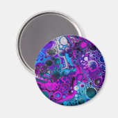 Lila, blaue, moderne Abstrakte Fluid Art Marmorzel Magnet (Vorderseite/Rückseite)