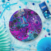 Lila, blaue, moderne Abstrakte Fluid Art Marmorzel Pappteller (Party)