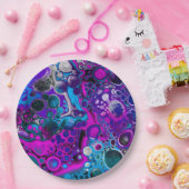 Lila, blaue, moderne Abstrakte Fluid Art Marmorzel Pappteller (Party)