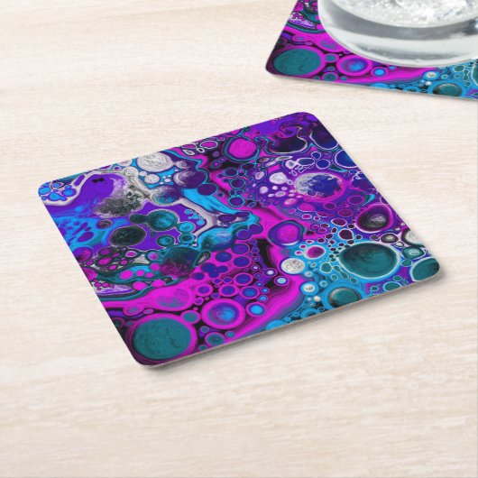 Lila, blaue, moderne Abstrakte Fluid Art Marmorzel Rechteckiger Pappuntersetzer (angewinkelt)