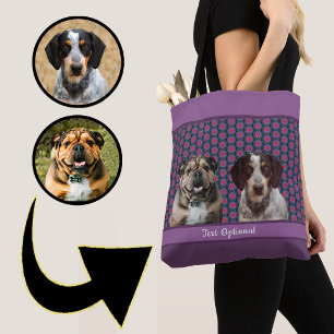 Lila-blaue moderne Fotogeschenk-Hundeliebhaber-Mut Tasche