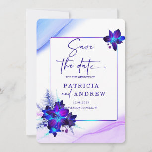 Lila Blaue Orchideen-Hochzeit Save the Date Einlad Einladung