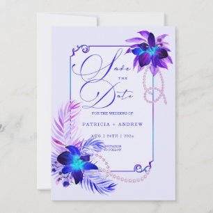 Lila Blaue Orchideen-Hochzeit Save the Date Einlad Einladung