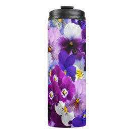 Lila-blaue Pansy-Blume Thermosbecher