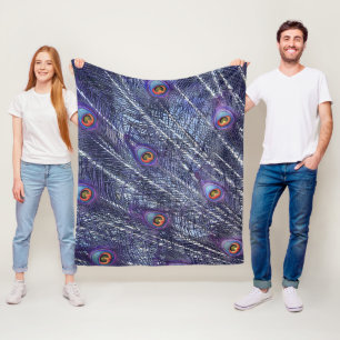 Lila Blaue Pfauenfedern Fleece-Decke Fleecedecke