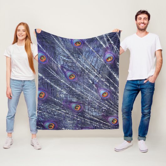 Lila Blaue Pfauenfedern Fleece-Decke Fleecedecke (Beispiel)