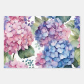 Lila, blaue, rosa Wasserfarbe Hydrangea-Blume Geschenkpapier Set (Vorderseite 3)