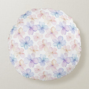 Lila Blaue Rosa Weibliche Blumen Rundes Kissen