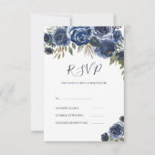 Lila- Blaue Rose RSVP Karte (Vorderseite)