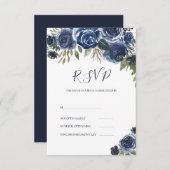 Lila- Blaue Rose RSVP Karte (Vorne/Hinten)