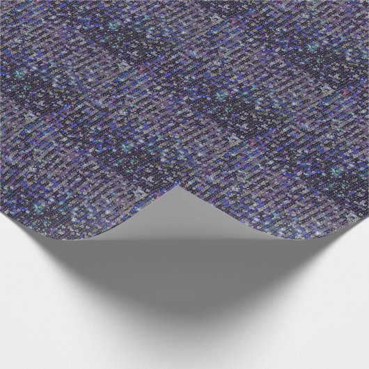 Lila blaue Sequenzen | Funkmuster Geschenkpapier (Ecke)
