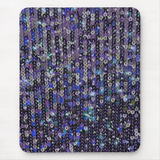 Lila blaue Sequenzen Glitzer Funkelmuster Mousepad (Vorne)