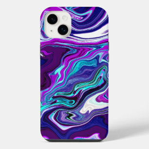 Lila, blaue und Aquamarine Abstrakte Fluid Art iPhone 14 Plus Hülle