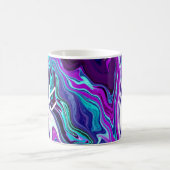 Lila, blaue und Aquamarine Abstrakte Fluid Art Kaffeetasse (Mittel)