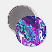 Lila, blaue und Aquamarine Abstrakte Fluid Art Magnet (Vorderseite/Rückseite)
