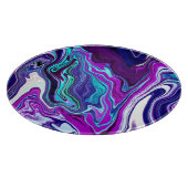 Lila, blaue und Aquamarine Abstrakte Fluid Art Schneidebrett (Ecke)