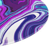 Lila, blaue und Aquamarine Abstrakte Fluid Art Schneidebrett (Ecke)