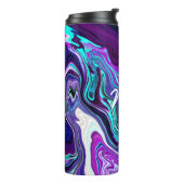 Lila, blaue und Aquamarine Abstrakte Fluid Art Thermosbecher (Nach links gedreht)