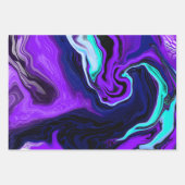 Lila, blaue und Aquamarine Abstrakte Marmorkunst Geschenkpapier Set (Vorderseite 3)