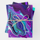 Lila, blaue und Aquamarine Abstrakte Marmorkunst Geschenkpapier Set (Beispiel)
