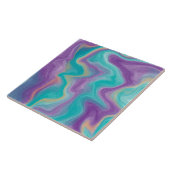 Lila, blaue und Aquamarine Fluid Art Fliese (Seite)