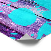 Lila, blaue und Aquamarine Holzplanks & Paint-Spri Poster (Ecke)