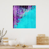 Lila, blaue und Aquamarine Holzplanks & Paint-Spri Poster (Küche)