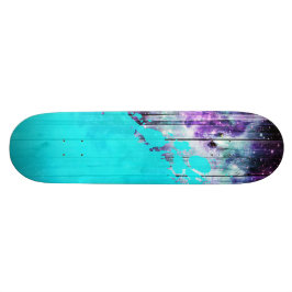 Lila, blaue und Aquamarine Holzplanks & Paint-Spri Skateboard