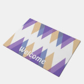 Lila, blaue und gelbe Dreiecke Fußmatte (Schrägansicht)